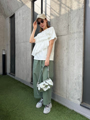 大Ruffle Tee/白