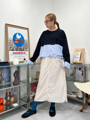 鈕扣波點裙/米白