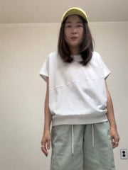 斜駁線T-shirt/白
