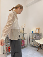 開叉輕透恤衫/杏