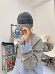 雙色cap帽/灰藍
