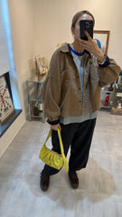 燈芯絨boxy恤衫外套/杏