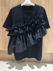 大Ruffle Tee/黑