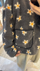 白花羊羔毛外套/深灰
