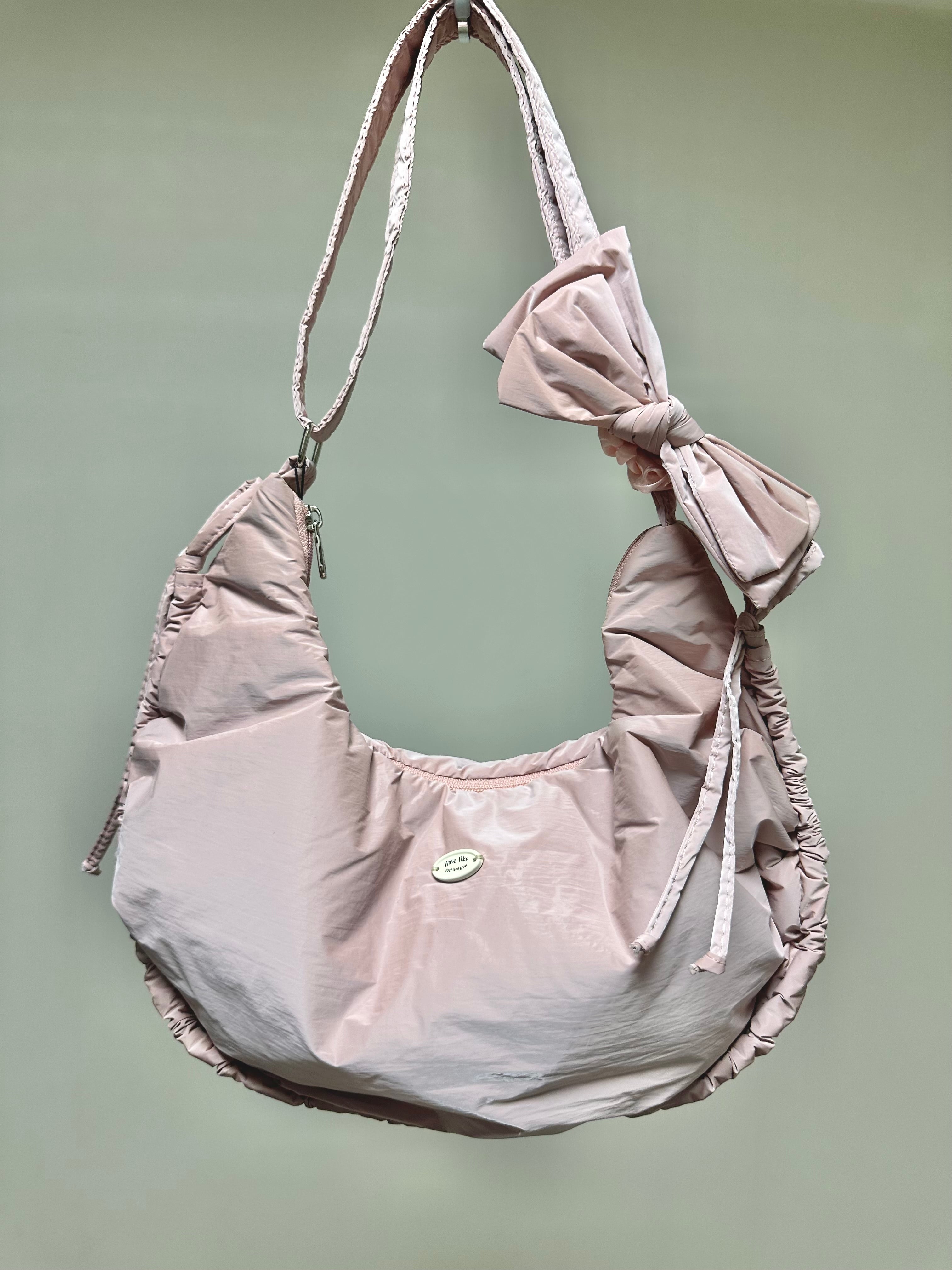 縮褶微令面手袋/淡粉紅