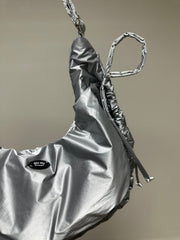 縮褶微令面手袋/銀