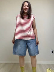 單色幼條A型背心/紅