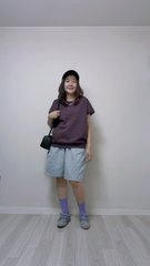斜駁線T-shirt/暗紫