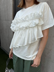 大Ruffle Tee/白