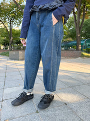 修腳牛仔褲/深藍