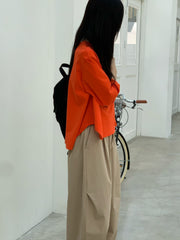 衫腳梯型T-shirt/橙紅