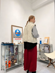 前間條後淨色T-shirt/淺藍領