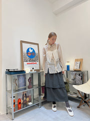 開叉輕透恤衫/杏