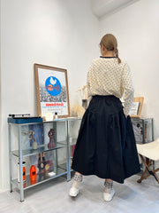 兩側縮褶散裙/黑