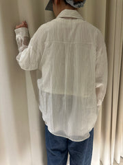 透薄條子shirt/白
