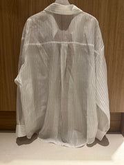 透薄條子shirt/白