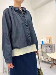 Ruffle領牛仔恤衫外套/藍