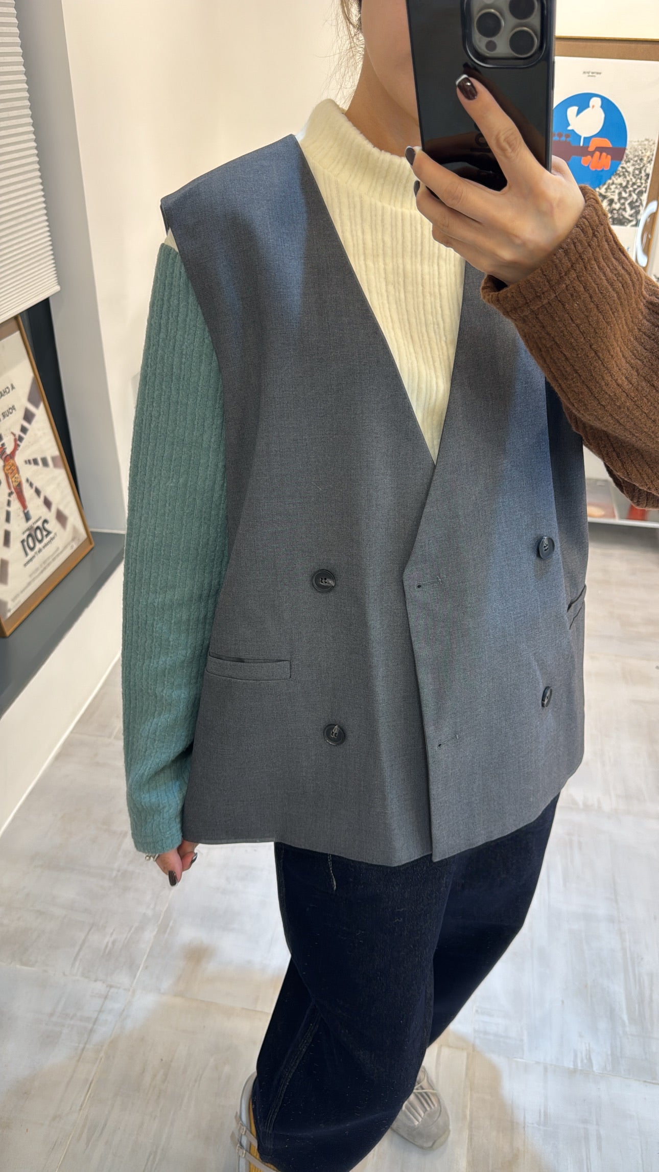 後併恤衫西裝背心/灰