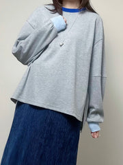 撞色領袖waffle T-shirt/灰