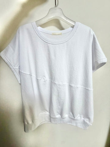 斜駁線T-shirt/白