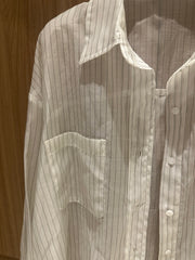 透薄條子shirt/白