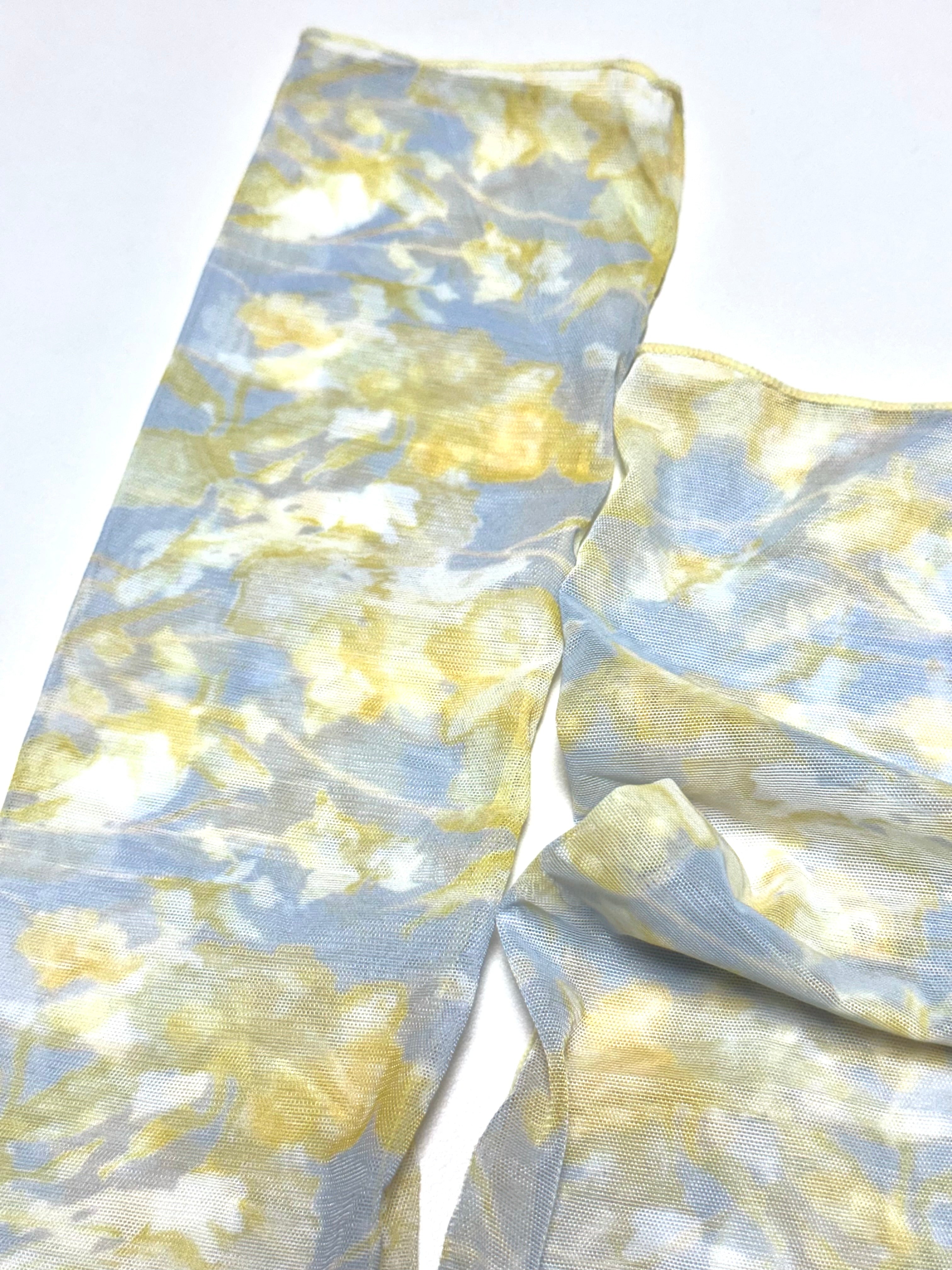 抽像半透襪/黃+藍