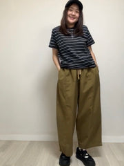 黑領多色條子T-shirt/黑