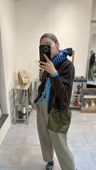 併色cardigan/啡+彩藍