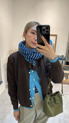 併色cardigan/啡+彩藍