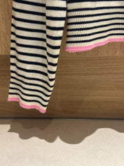 間條cardigan/粉紅邊