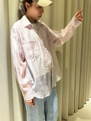 透薄條子shirt/粉紅