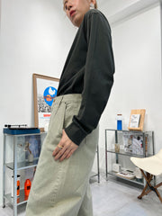 駁線牛仔褲/淺綠