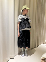 單側縮褶Tee/間條