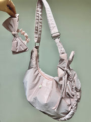 縮褶微令面手袋/淡粉紅