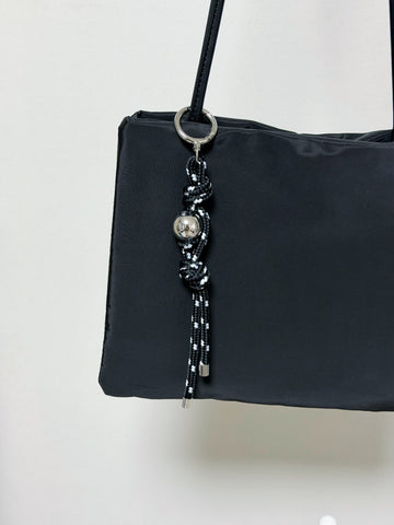 織繩銀珠Key Ring/黑