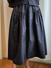 兩側縮褶散裙/黑