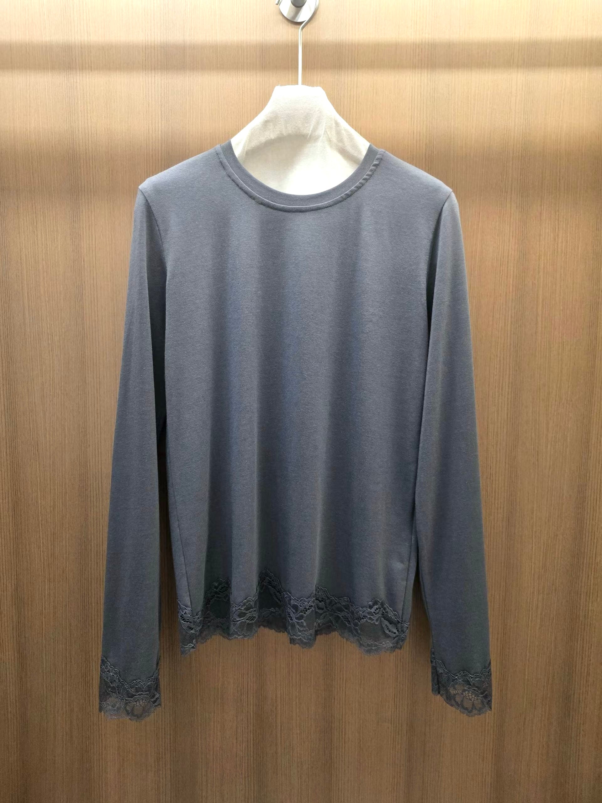 衫腳袖口Lace邊T-shirt/灰