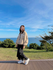 喱士縮褶外套/杏