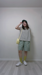 單色幼條A型背心/黑