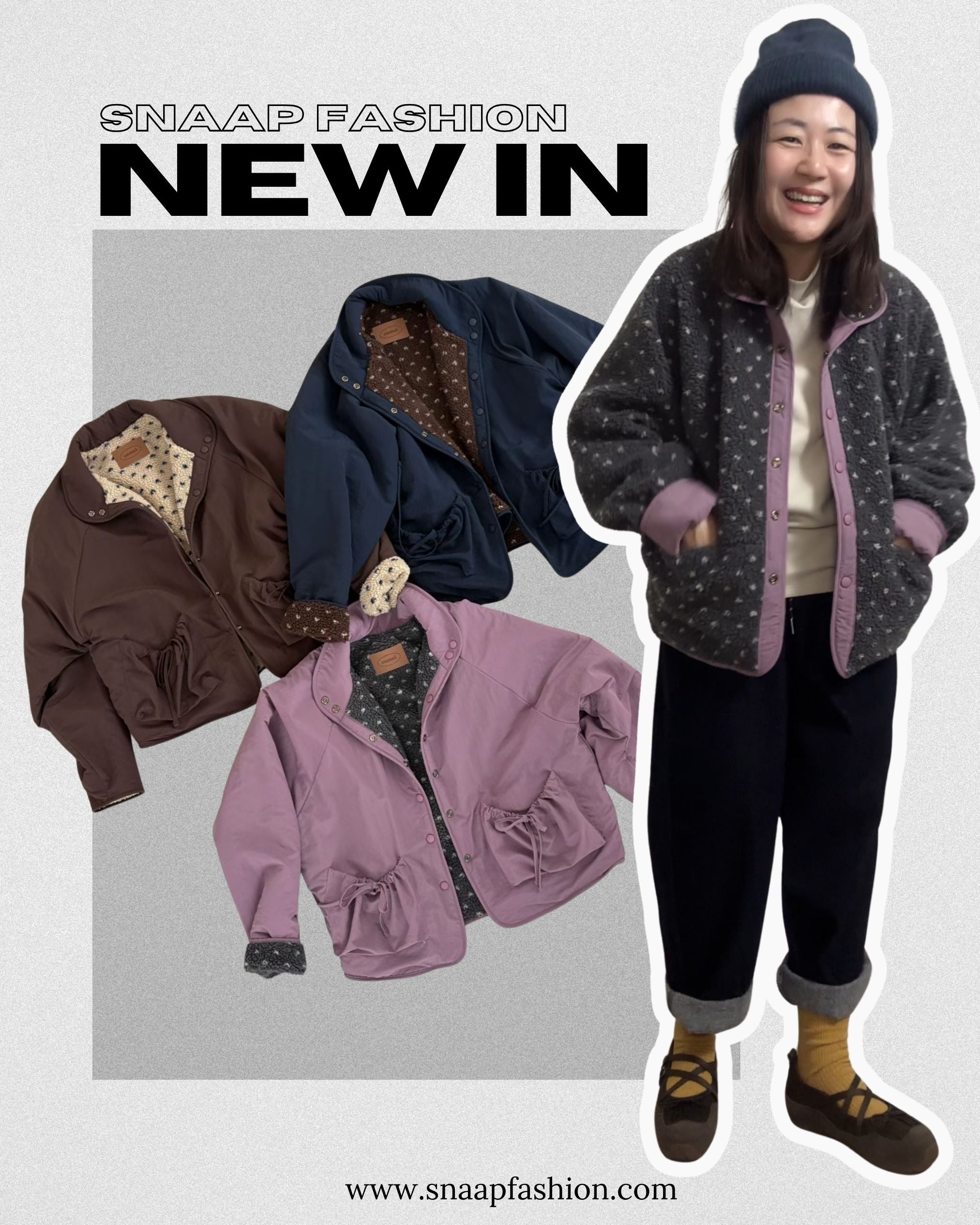 雙面點點外套/霧紫+灰