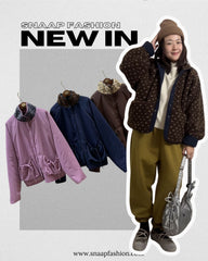 雙面點點外套/深藍+啡