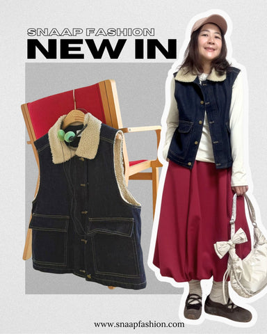 牛仔羊羔毛背心/深藍