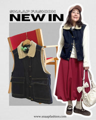 牛仔羊羔毛背心/深藍