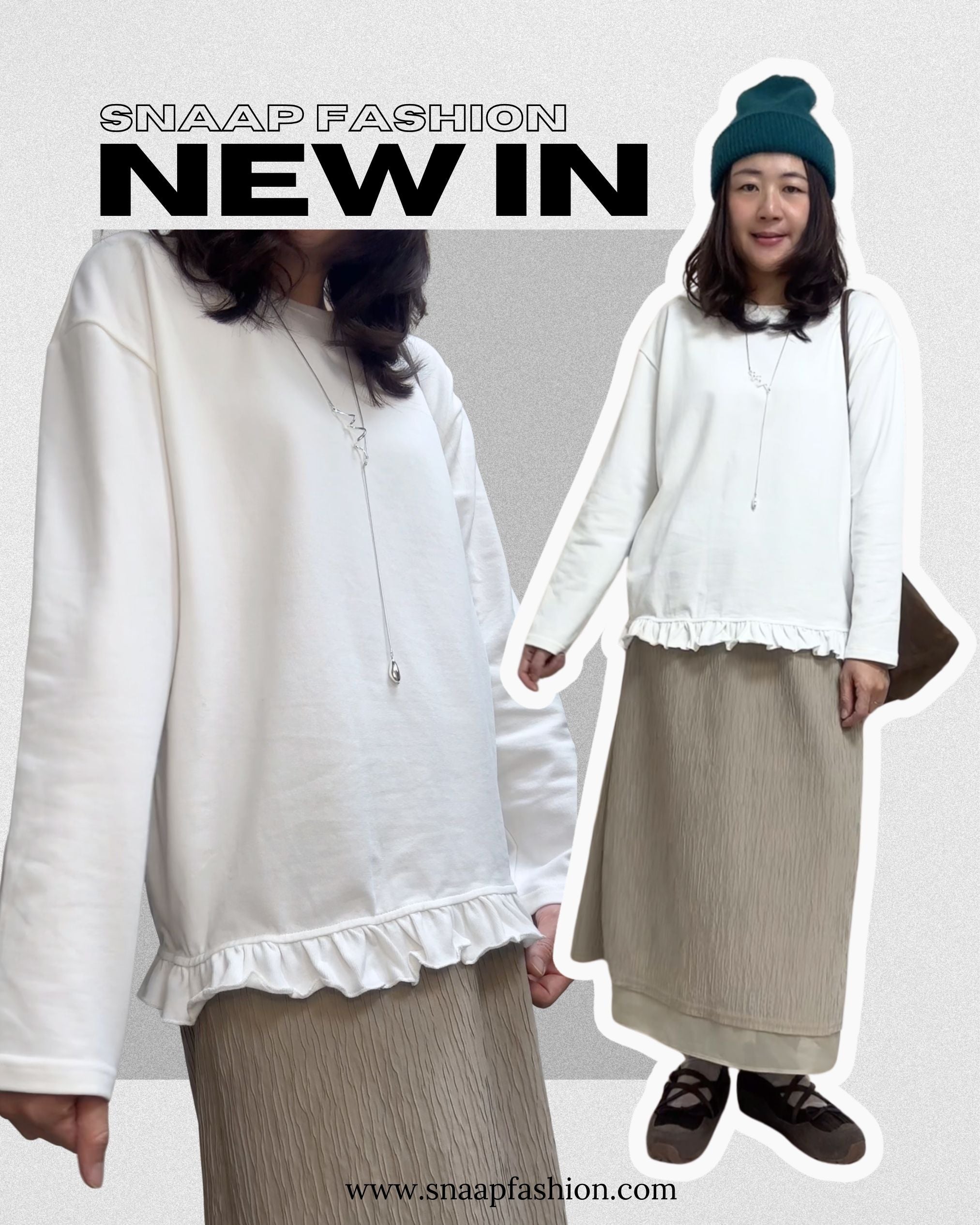 衫腳Ruffle長T-shirt/白