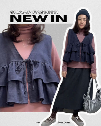 燈芯絨雙層Ruffle背心/深藍