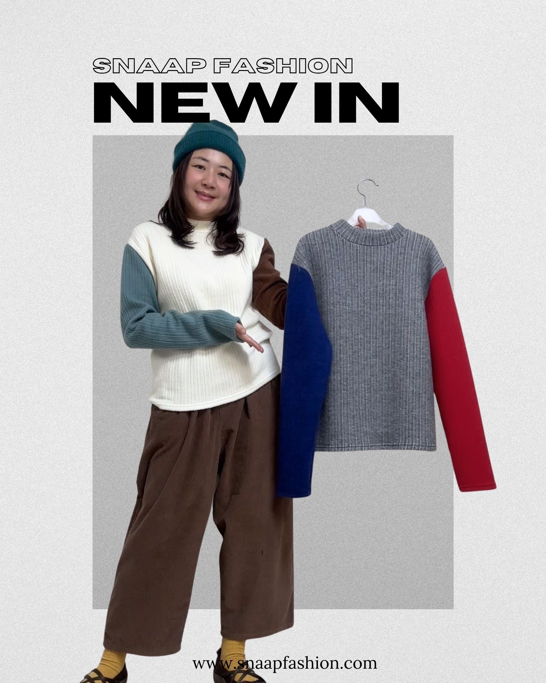 兩袖併色小企領T-shirt/米白