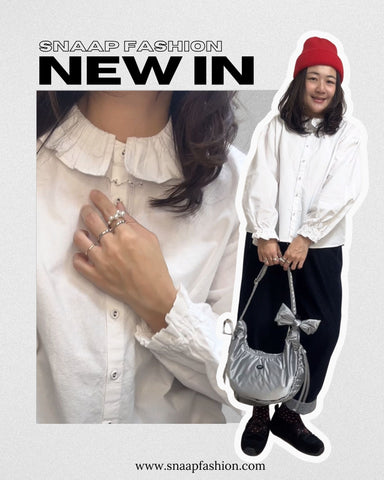 摺褶領boxy恤衫/白