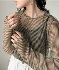 透視雙色上衣 Beige Color