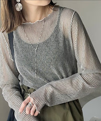 透視雙色上衣 Ivory Color