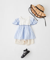 Mixed Fabric Ruffle BL